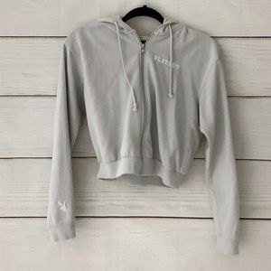 Playboy Cropped Baby Blue Hoodie
